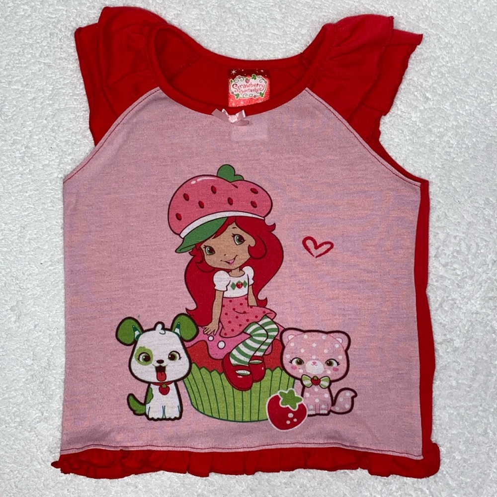 Strawberry shortcake summer pajama top shirt ruffles size 5